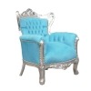 Baroque armchair blue and silver and furniture of style - 