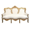  White baroque sofa and gilded wood - Baroque sofa - 