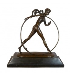 Tänzerin mit Hoop - Art Deco Bronze Skulptur