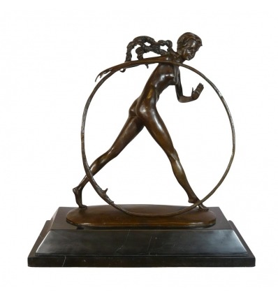 Tanečnice na hoop - art deco bronzová socha - dekorace - 