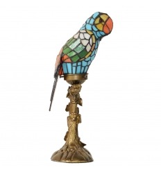 Lampa Parrot z oknem witrażu Tiffany