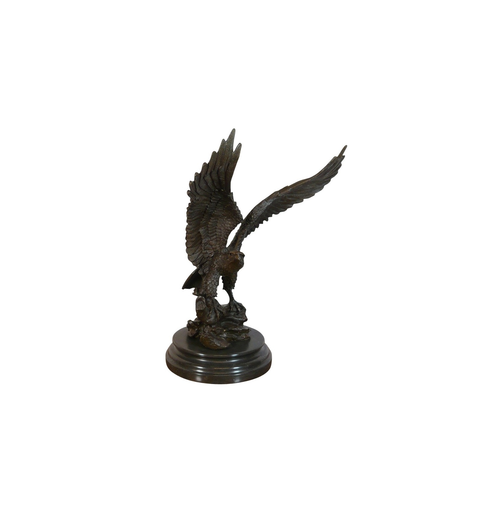 Tête d'aigle sur socle en marbre - Statue en bronze - Sculptures