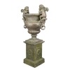  Medici vase with 2 cherubs on its base - H: 162 CM - Medicis vase with base - 