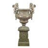 Medici vase with 2 cherubs on its base - H: 162 CM - Medicis vase with base - 