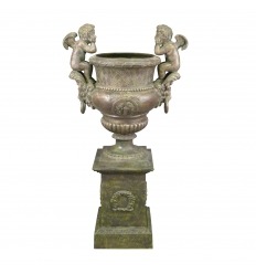 Medici-Vase mit 2 Putten auf der Basis - H: 162 CM