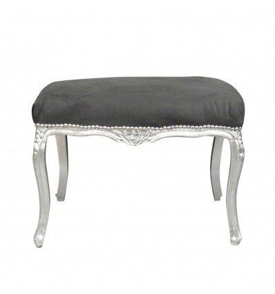 Black baroque bench and silver wood - Baroque bench