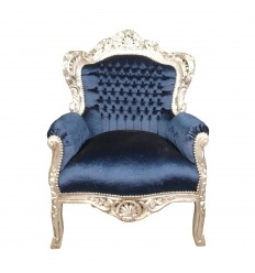 Barocker Sessel aus blauem Samt