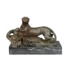 Bronz - a hosszúkás párduc szobor - Szobrok, állat bronz