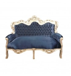 Sofa barokowa 2-osobowa niebieska