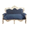 Sofa barok 2 miejsca, niebieski - Sofa w stylu barokowym -