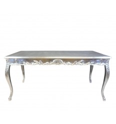 Table baroque argentée 200 cm de long