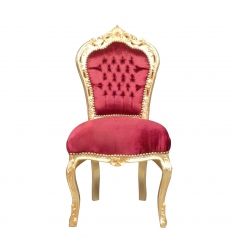 Barock röd sammet stol