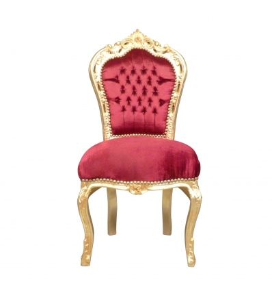Barock röd sammet stol billigt