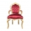 Viininpunainen ja gold barokki nojatuoli
