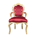 Fauteuil barok bordeaux en gouden Stoel met art deco-meubels - 