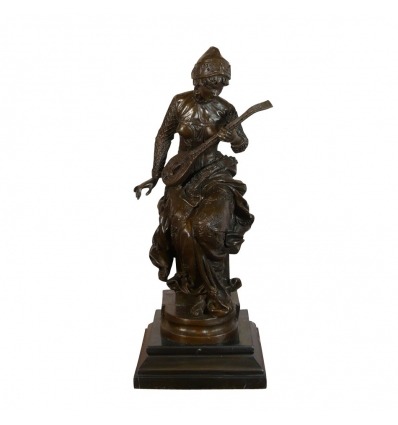 Zenész - Lant játékos szobor - bronz szobra - 