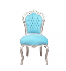 Casa Padrino silla para damas barroco azul / plata - Silla de tocador de  estilo barroco hecho a
