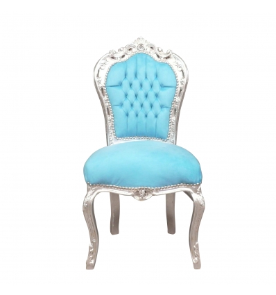 Blå barock stol-billig trä möbel affär - 