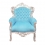 Baroque armchair sky blue and silver wood