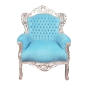 Небесно-голубой стул барокко и серебро дерево - стулья - 