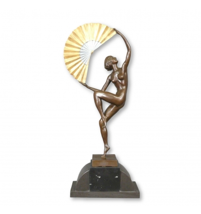 Art Deco Bronzestatue einer Tänzerin - Weibliche Skulpturen