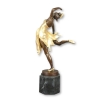 Statua in bronzo art deco ballerino a patina marrone e oro - 