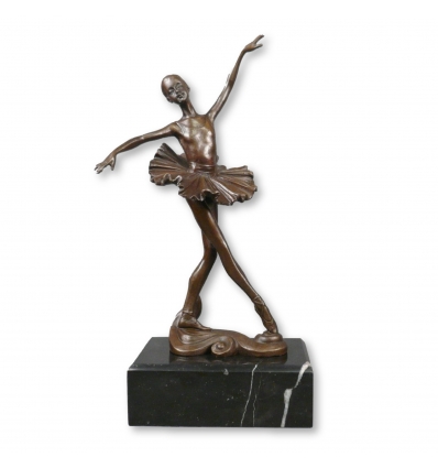 Socha z bronzu mladé tanečnice - socha na dvou patina - 
