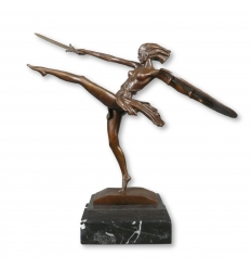 Statue en bronze art déco - La femme au bouclier