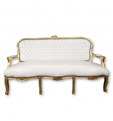Louis XV gray satin sofa