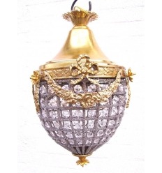 Kronleuchter aus Bronze und Kristallen im Stil Louis XVI