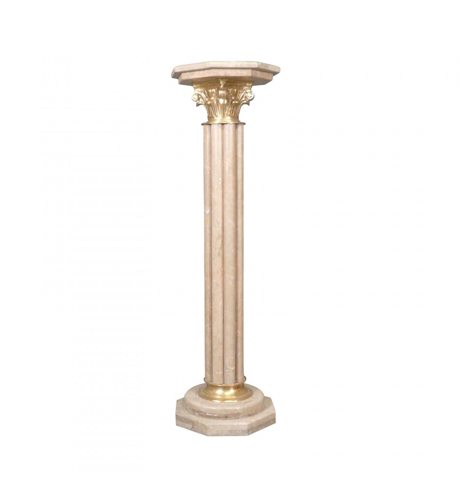 Columna de mármol beige - Pedestal decorativo para interior de mármol