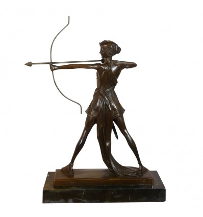 Bronzen Beeld van de Godin Artemis - grieks Standbeeld - 