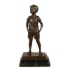 Bronze statue of a boy in shorts