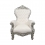 Fauteuil baroque trône blanc et bois argent