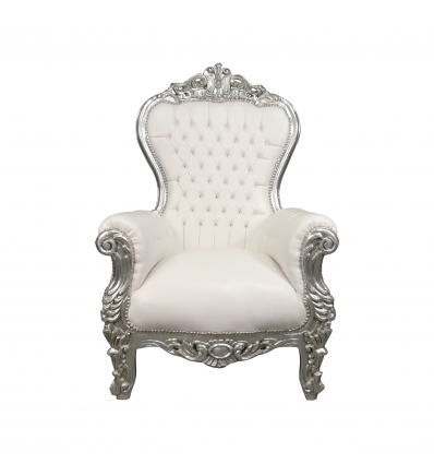 Sillón barroco modelo trono plata - Muebles rococó. - 