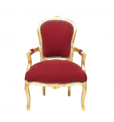 Barokk vörös és arany Louis XV-fotel