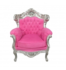 Rokokoo vaaleanpunainen barokki nojatuoli