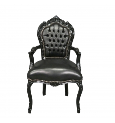 Barokki nojatuoli Musta PVC:ssä