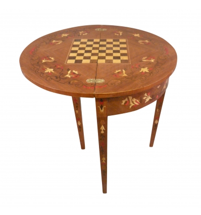Table demi-lune Louis XVI jeux d'échecs