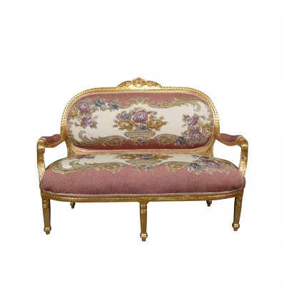 Hvid og guld Louis XV sofa