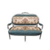 Louis XV sofa hout wit en satijn stof