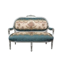 Louis XV sofá de madera de color blanco y satinado