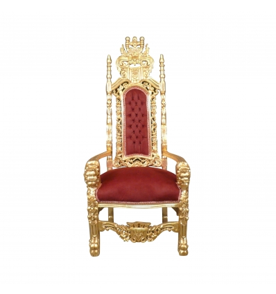 Fauteuil trône royal baroque rouge et doré
