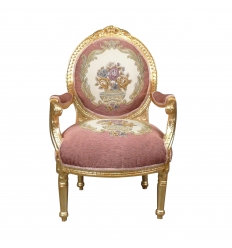 Кресло Людовика XVI - Королевский Розовый Медальон