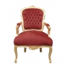 Barok rood en goud Louis XV fauteuil