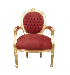 Fauteuil Louis XVI rouge et doré