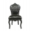 Cadeira barroca em madeira laqué preta e pvc