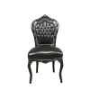 Chaise baroque en bois laqué noir et PVC - Meuble baroque