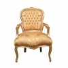 Fauteuil Louis XV en bois et tissu doré - meubles louis 15