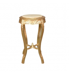 Baroque table in gilded wood beige marble